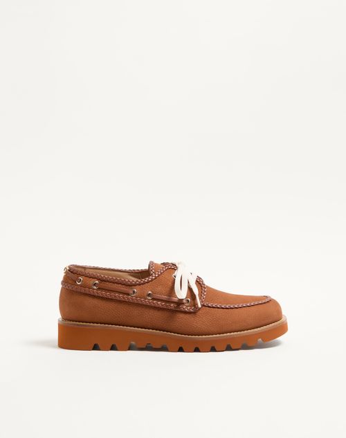 Valentino Garavani - Palm Avenue Bootsschuhe Aus Velours-wildleder - Tabak - Mann - Loafers Und Drivers